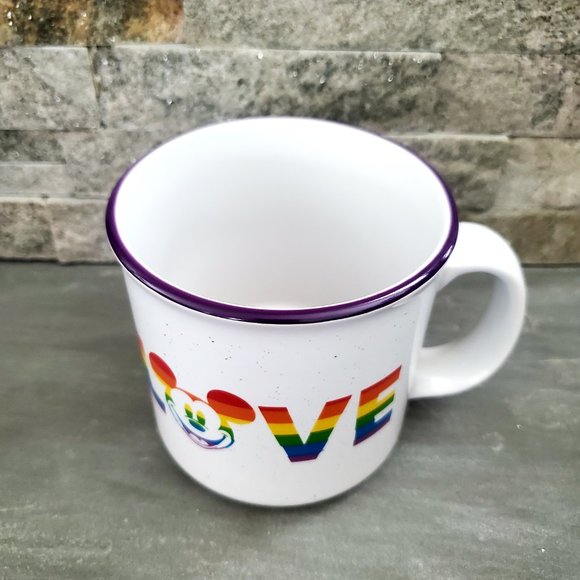 DISNEY Mickey Mouse Rainbow Love Mug Large Camper Style Mug Pride Be Kind Happy - Picture 4 of 5